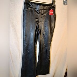 Brand New NWT Spanx Leather-Like Flare Pants Black Sz Large
